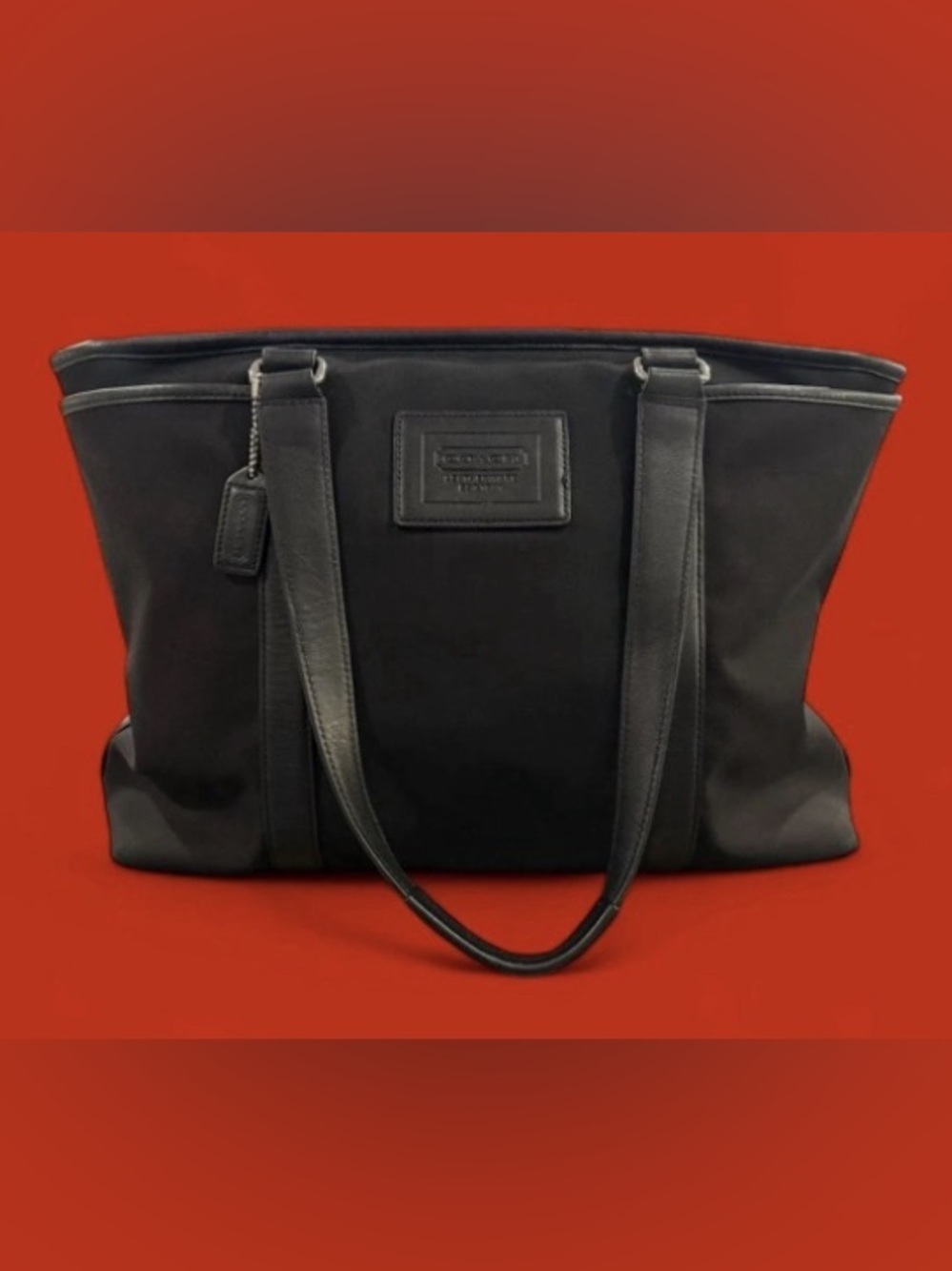 Coach Hampton Legacy Black Canvas Tote with Leather Handles- Weekender/Shopper